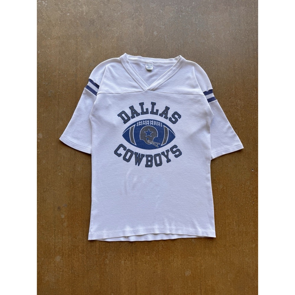 VTG 80s Logo 7 Dallas Cowboys NFL Football Quarter Sleeves Baseball T-Shirt S
